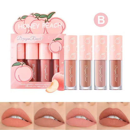 4Piece Mini Velvet Matte Lip Gloss Set LongLasting Lightweight Lip Tint 8