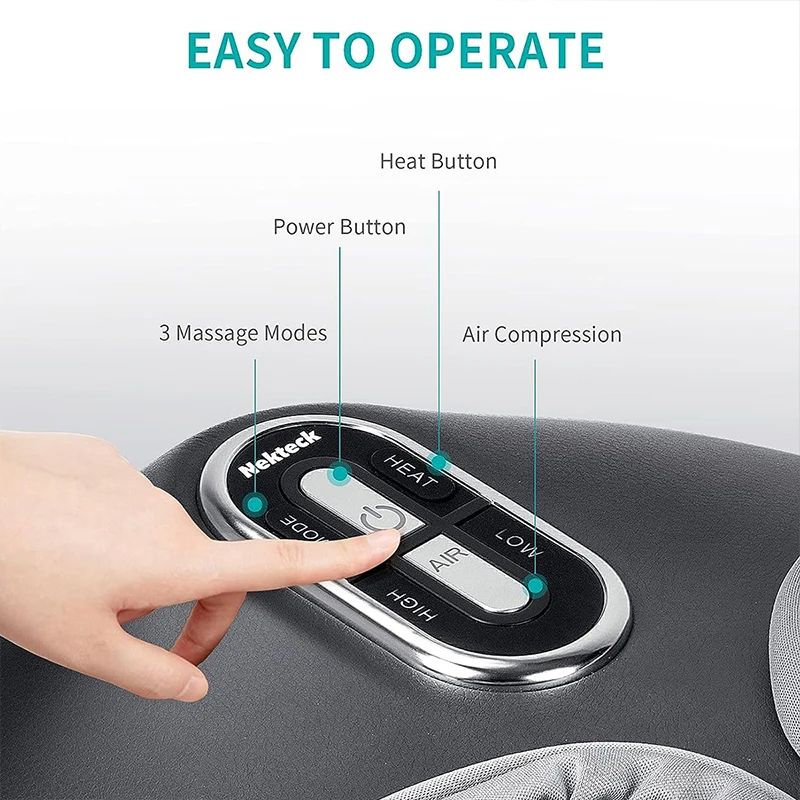 Nekteck Foot Massager With Heating Therapy Air Compression Shiatsu Knead Roller Electric Muscle Rel 2