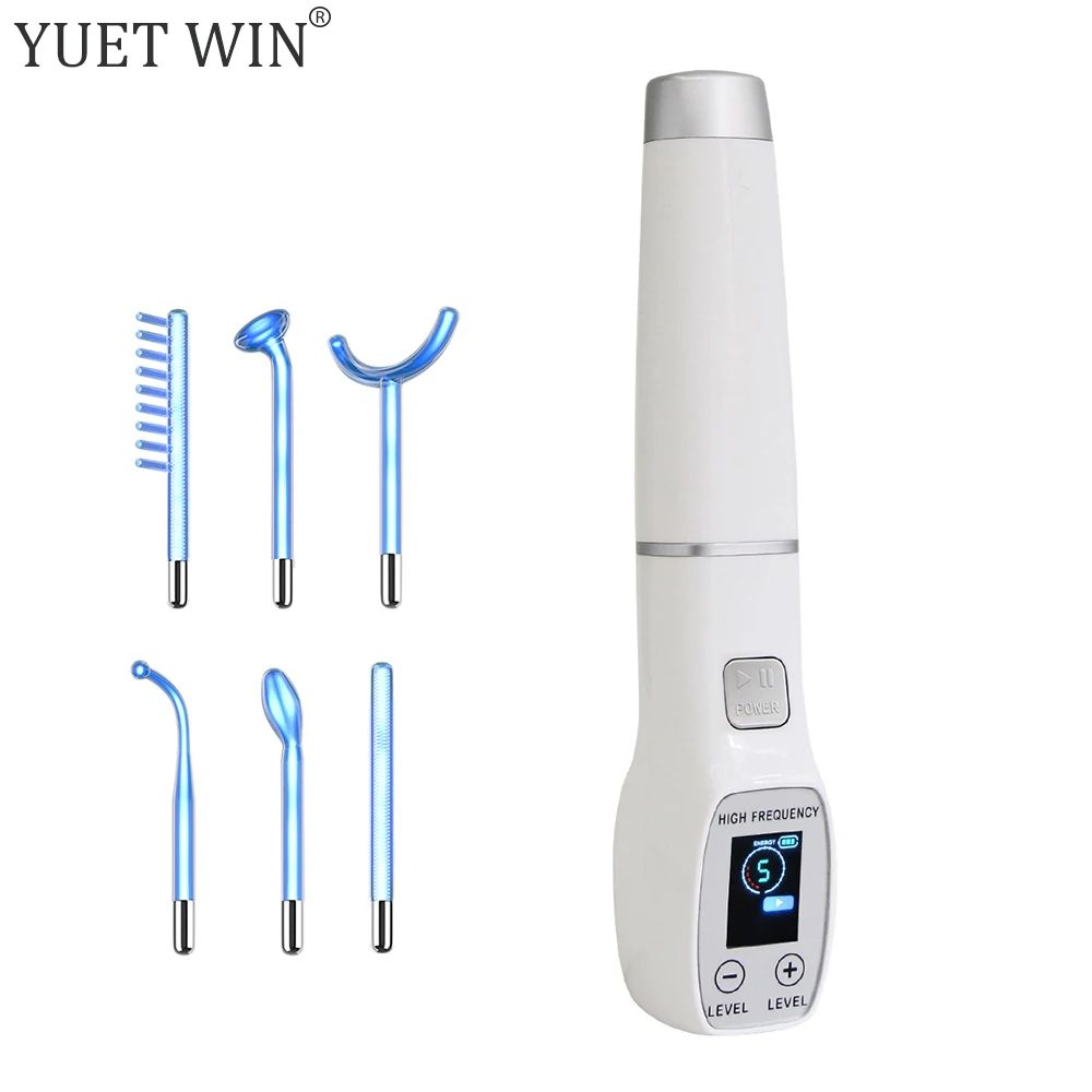 High Frequency Electrode Wand for Home Spa, Glass Tube Electrotherapy Acne Spot Remover Facial Therapy Wand