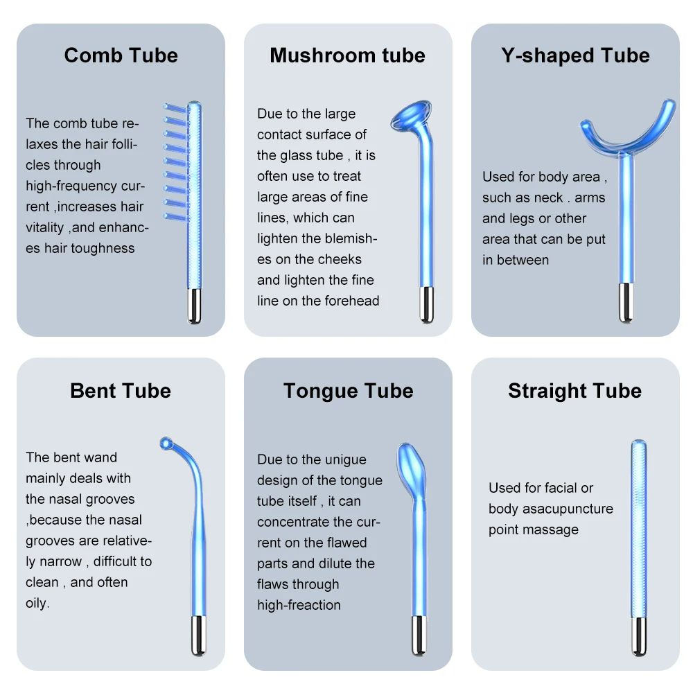 High Frequency Electrode Wand For Home Spa Glass Tube Electrotherapy Acne Spot Remover Facial Thera 3
