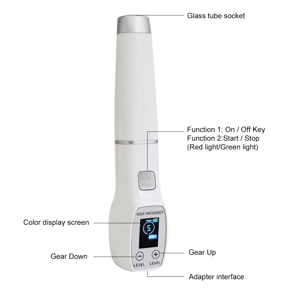 High Frequency Electrode Wand For Home Spa Glass Tube Electrotherapy Acne Spot Remover Facial Thera 4