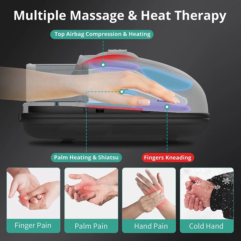 Wireless Electric Hand Massager With Air Compression Heat Therapy Palm Acupoint Massager For Arthri 4