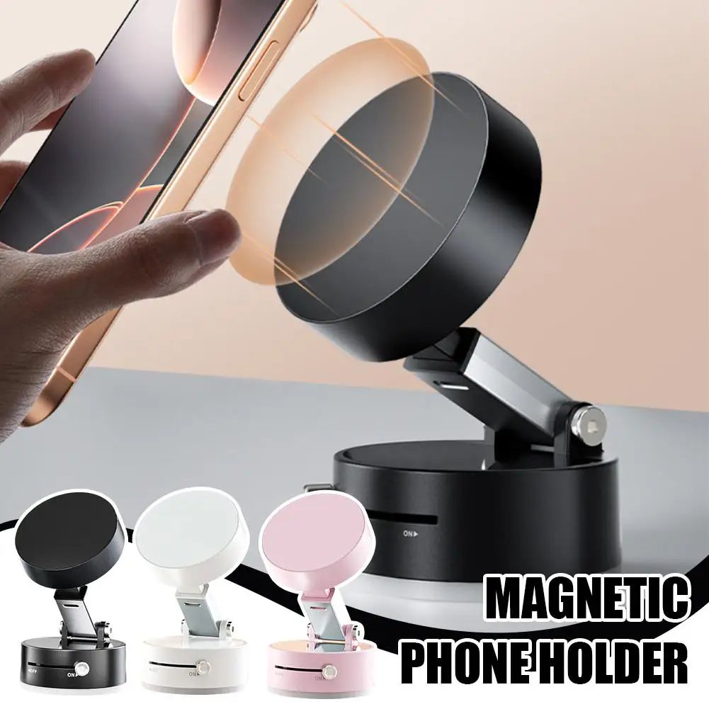 Foldable Double Sided Vacuum Suction Cup Phone Holder & Magnetic Mount, Lazy Multi functional Storage Device