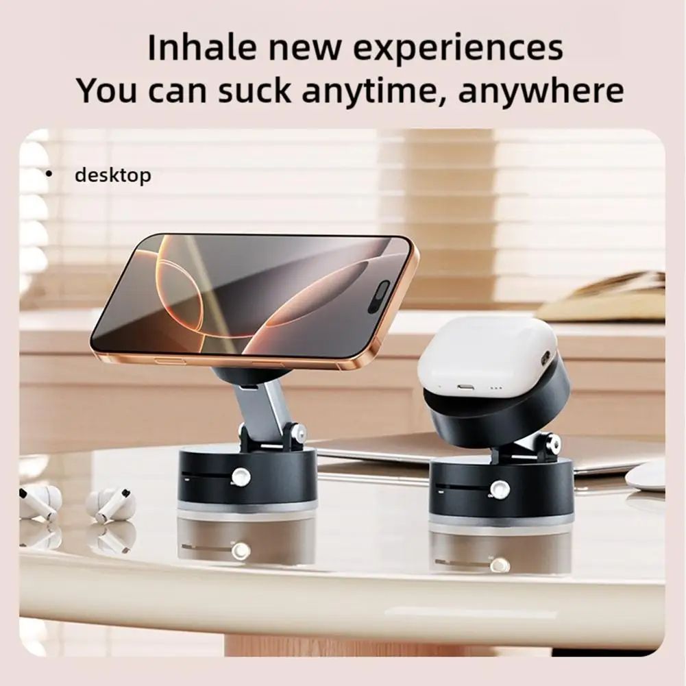 Foldable Double Sided Vacuum Suction Cup Phone Holder  Magnetic Mount Lazy Multi Functional Storage 4