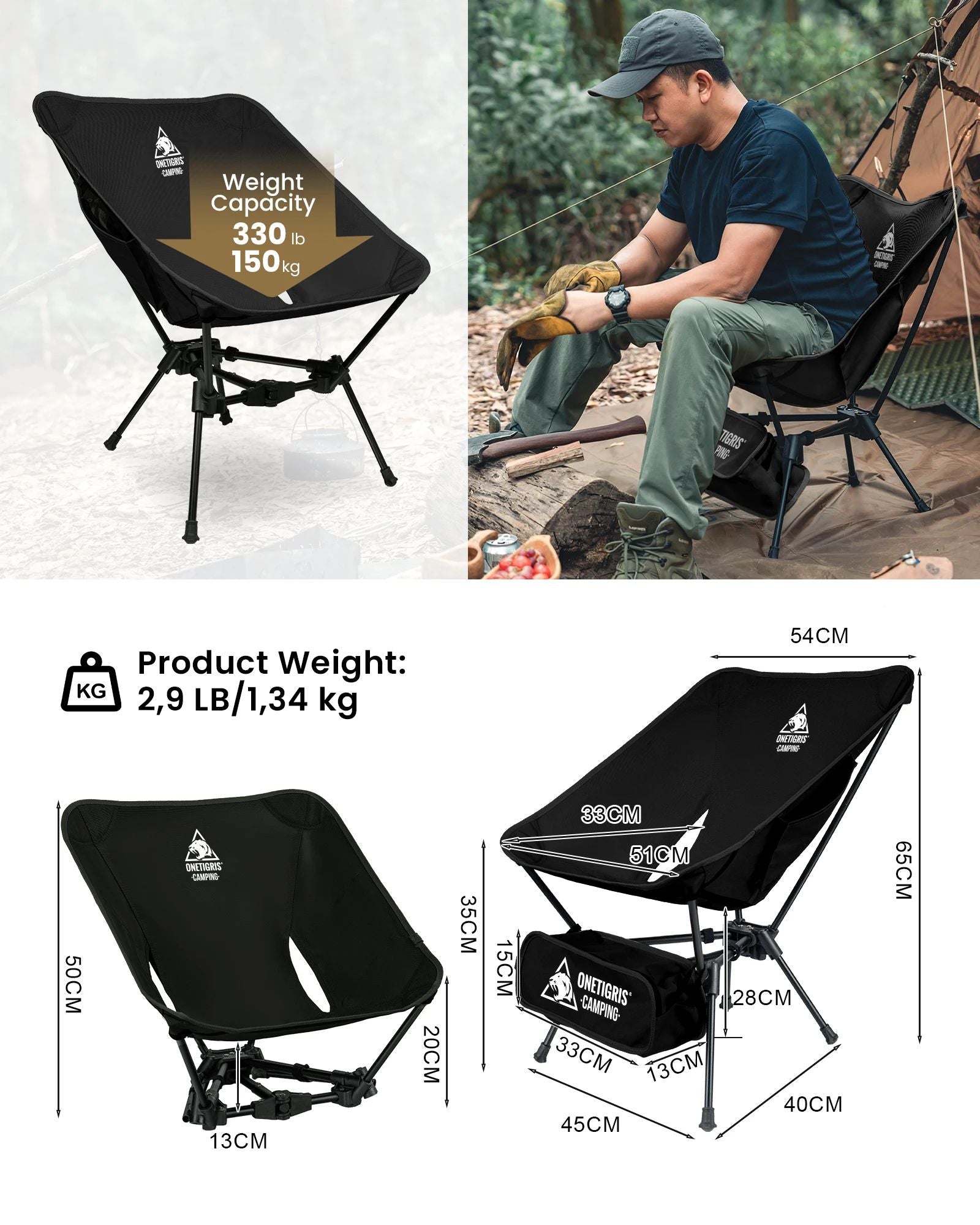 Foldable Camping Chair Lightweight Fabric  Alloy Frame Compact Triangle Framed Outdoor Hiking Seat 7