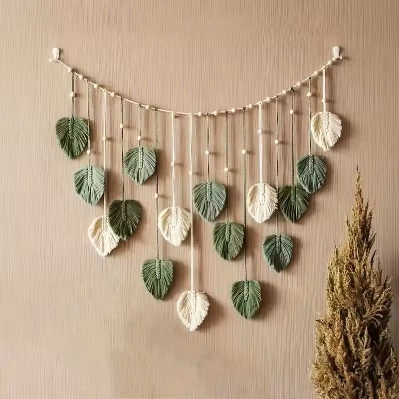 Boho Macrame Leaf Wall Hanging For Bedroom And Living Room Decor 2