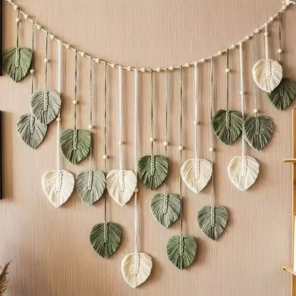 Boho Macrame Leaf Wall Hanging for Bedroom and Living Room Decor