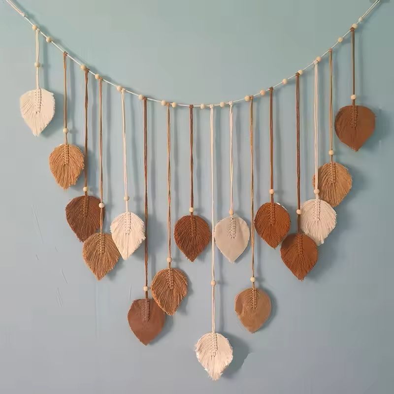 Boho Macrame Leaf Wall Hanging For Bedroom And Living Room Decor 7