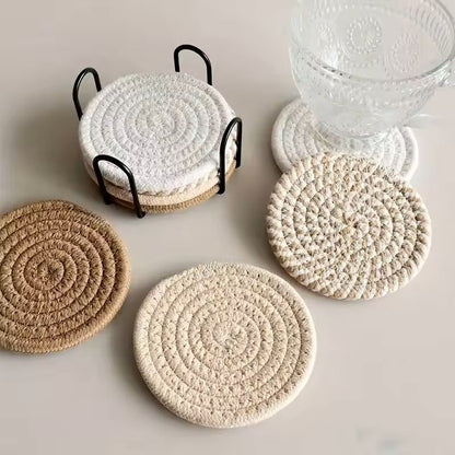 Boho Cotton Woven Coasters Set of 8