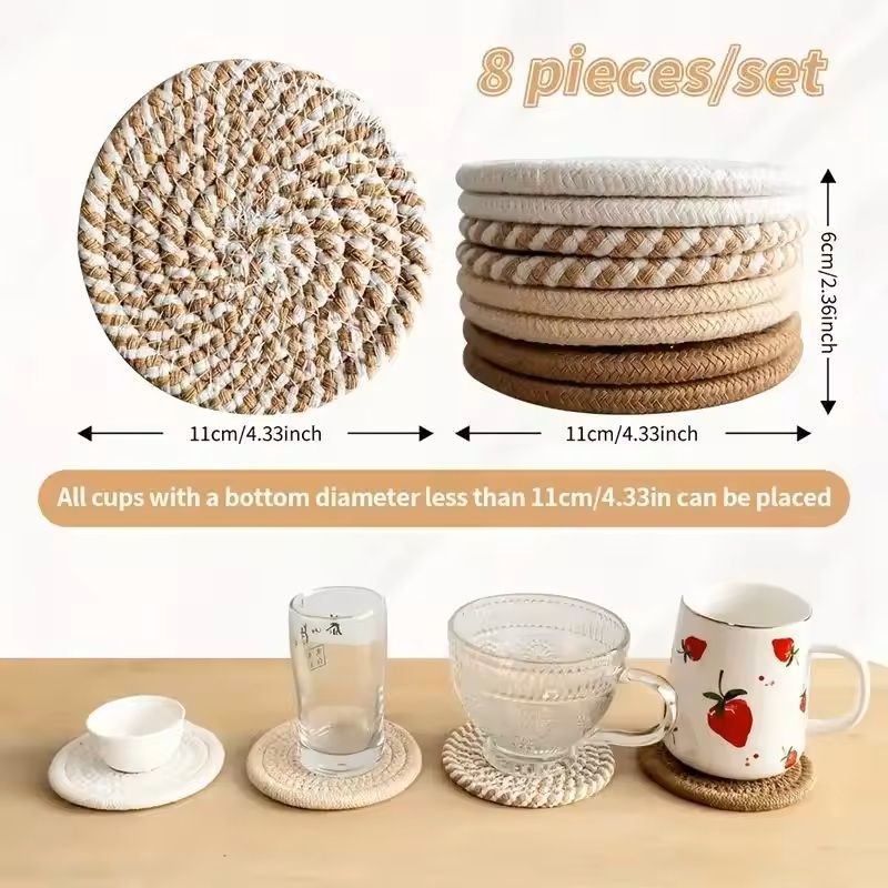Boho Cotton Woven Coasters Set Of 8 1