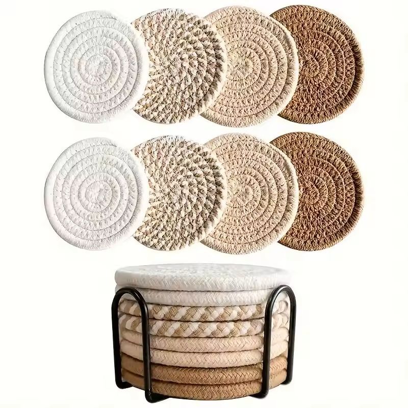 Boho Cotton Woven Coasters Set Of 8 7