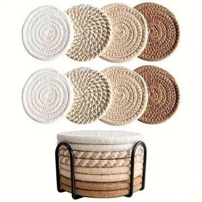 Boho Cotton Woven Coasters Set Of 8 7