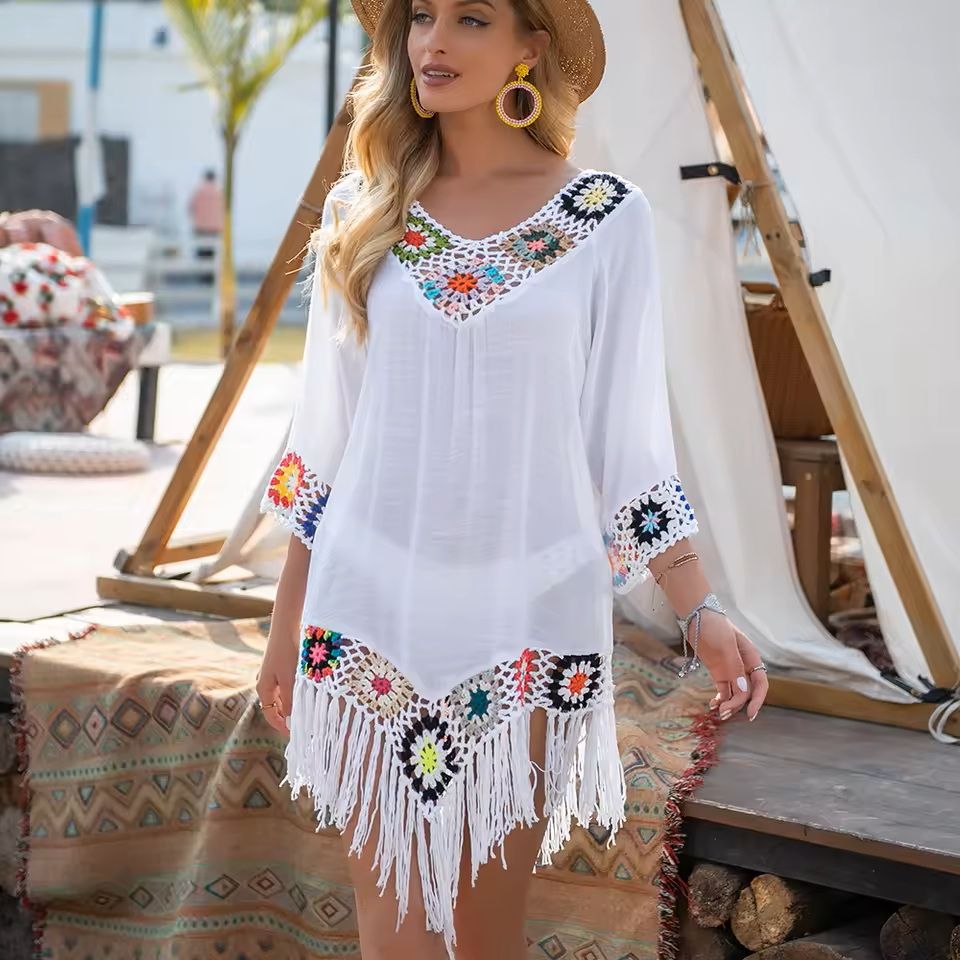Crochet Fringe Bikini Cover Up Dress