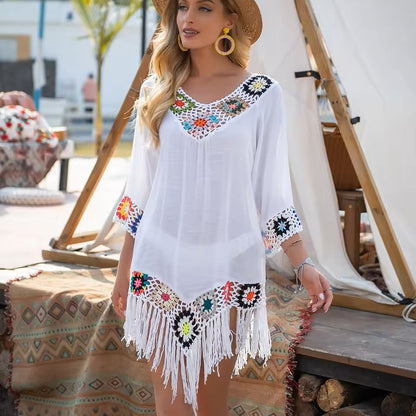 Crochet Fringe Bikini Cover Up Dress