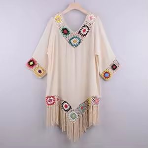 Crochet Fringe Bikini Cover Up Dress 1