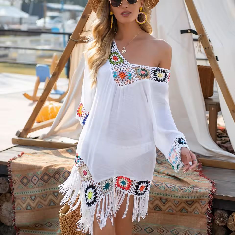 Crochet Fringe Bikini Cover Up Dress 3