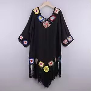 Crochet Fringe Bikini Cover Up Dress 5