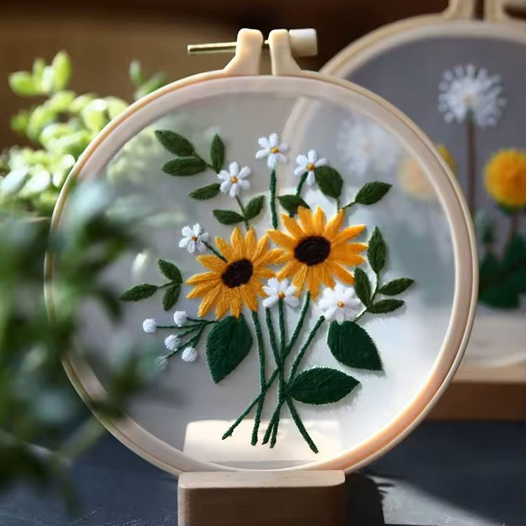 Beginner Floral Embroidery Kit With Pattern 19