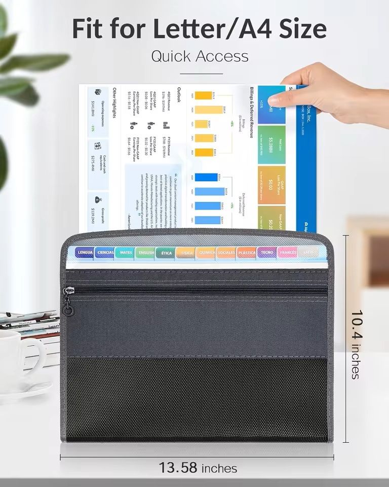 Zippered Accordion File Organizer With Pencil Pouch 10