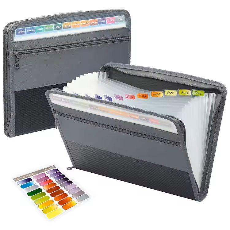 Zippered Accordion File Organizer With Pencil Pouch 12