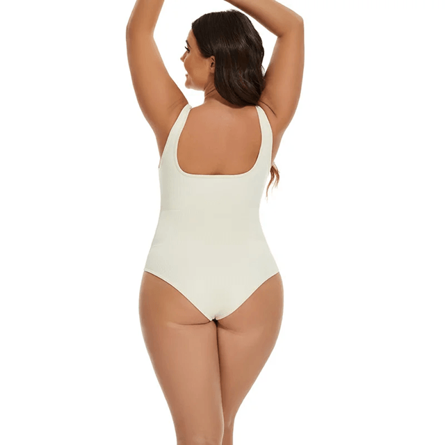 GUUDIA Ribbed Tummy Control Bodysuit  Light Compression Shapewear With Open Crotch Design 1