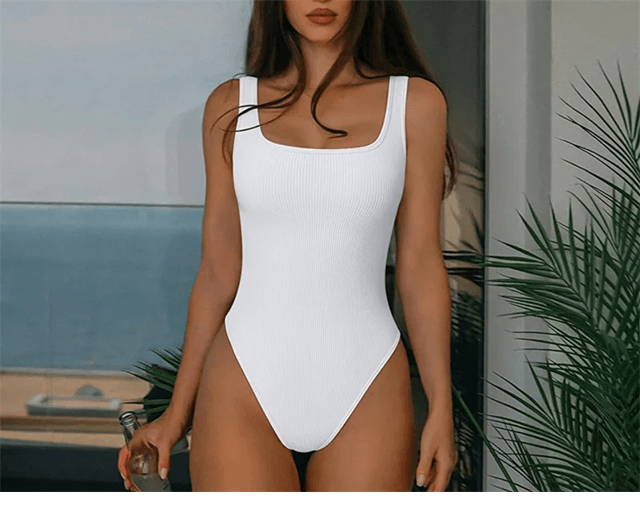 GUUDIA Ribbed Tummy Control Bodysuit  Light Compression Shapewear With Open Crotch Design 2