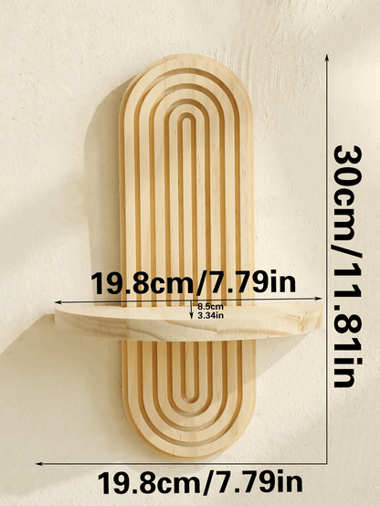 Boho Geometric Wooden Wall Shelf  Natural Wood Modern Wall Decor For Plants And Accents 1