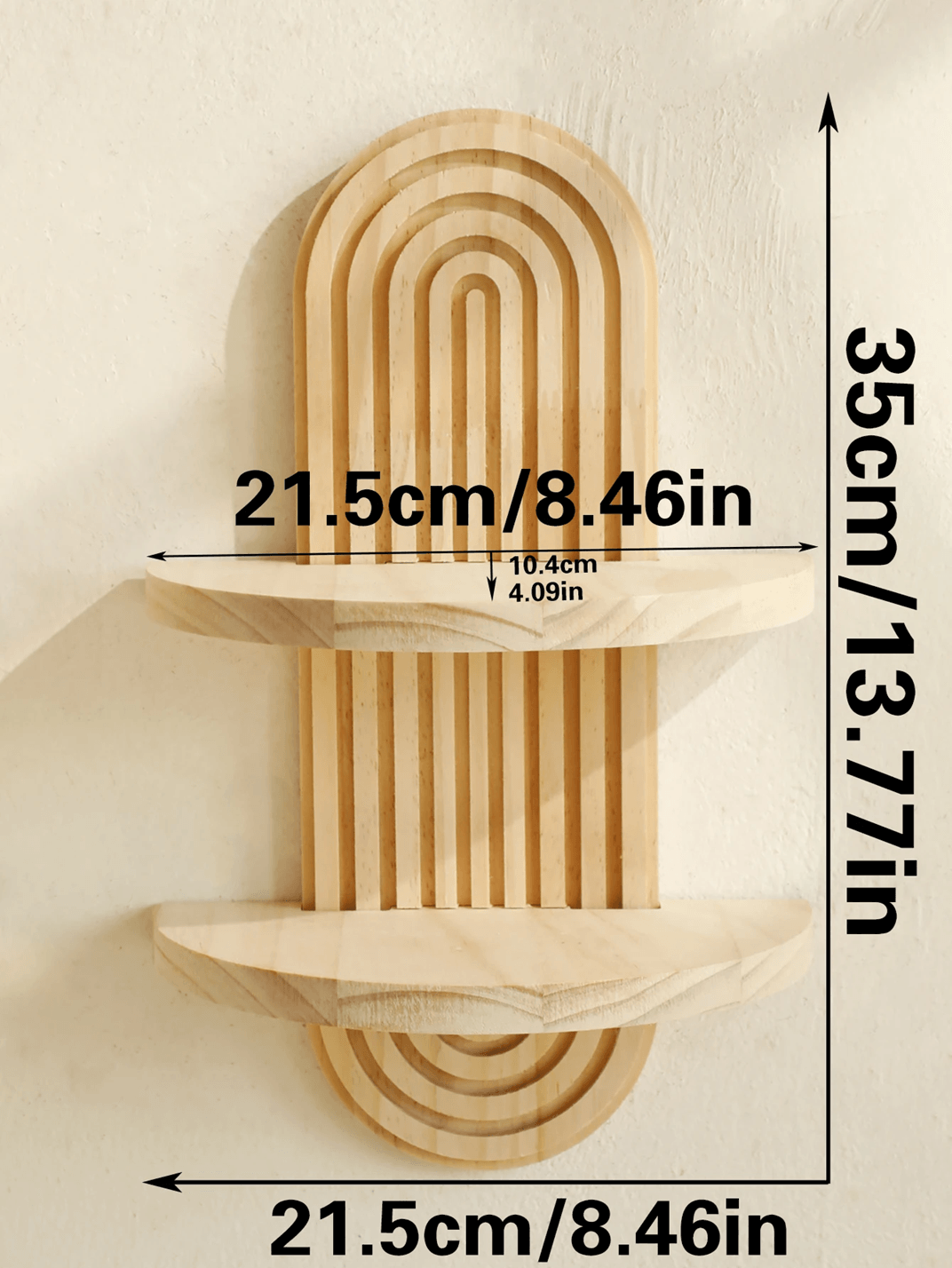 Boho Geometric Wooden Wall Shelf  Natural Wood Modern Wall Decor For Plants And Accents 3