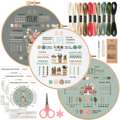 3Piece Embroidery Kit For Beginners  Stamped Cross Stitch Set With Tools And Practice Patterns 1