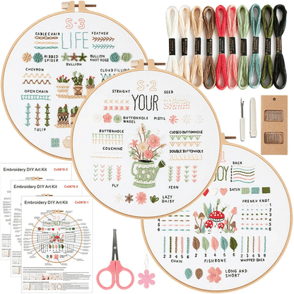 3Piece Embroidery Kit For Beginners  Stamped Cross Stitch Set With Tools And Practice Patterns 2