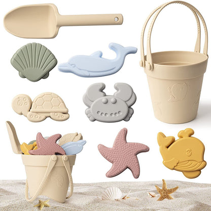 Silicone Kids Beach Toy Set  Durable Sand Bucket And Shovel For Outdoor Play And Travel 5