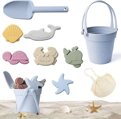 Silicone Kids Beach Toy Set  Durable Sand Bucket And Shovel For Outdoor Play And Travel 3
