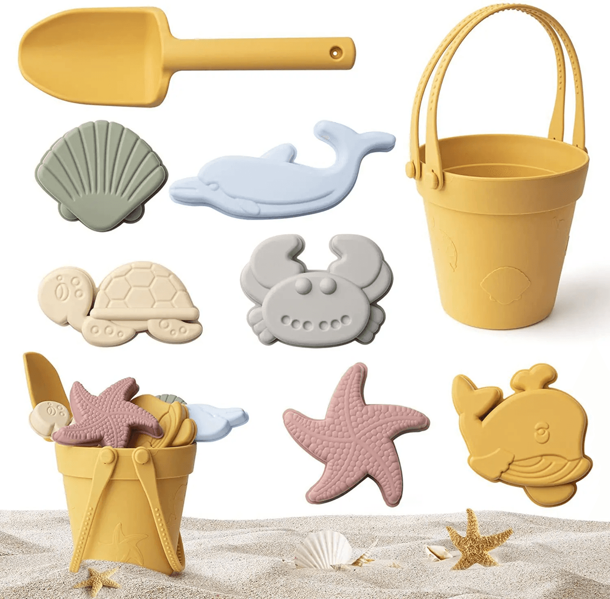 Silicone Kids Beach Toy Set  Durable Sand Bucket And Shovel For Outdoor Play And Travel 4