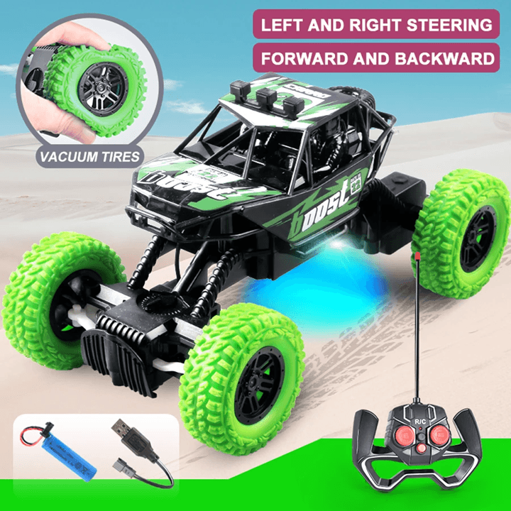 OffRoad Remote Control Toy Car  Flashing Lights Rubber Wheels And Stunt Action For Kids 1
