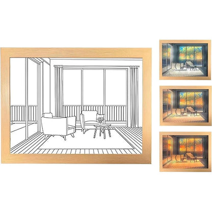 Decorative LED Light Painting USB Plug Dimmable Wall Artwork  Table Lamp Wooden Photo Night Gift 6