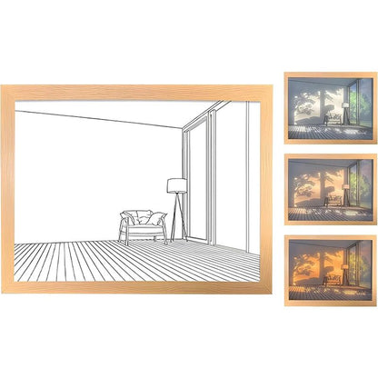 Decorative LED Light Painting USB Plug Dimmable Wall Artwork  Table Lamp Wooden Photo Night Gift 9
