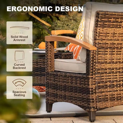 Outdoor Patio Furniture Set With Half Moon Sofa And Coffee Table Options 3