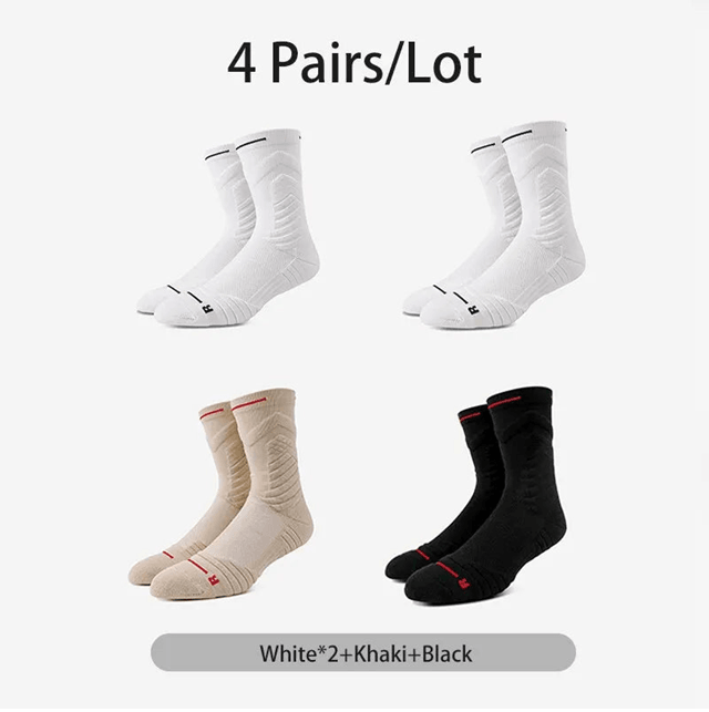 4Pair Breathable Mens Basketball Socks  Cushioned MidCalf Sports Socks For Performance And Comfort 2