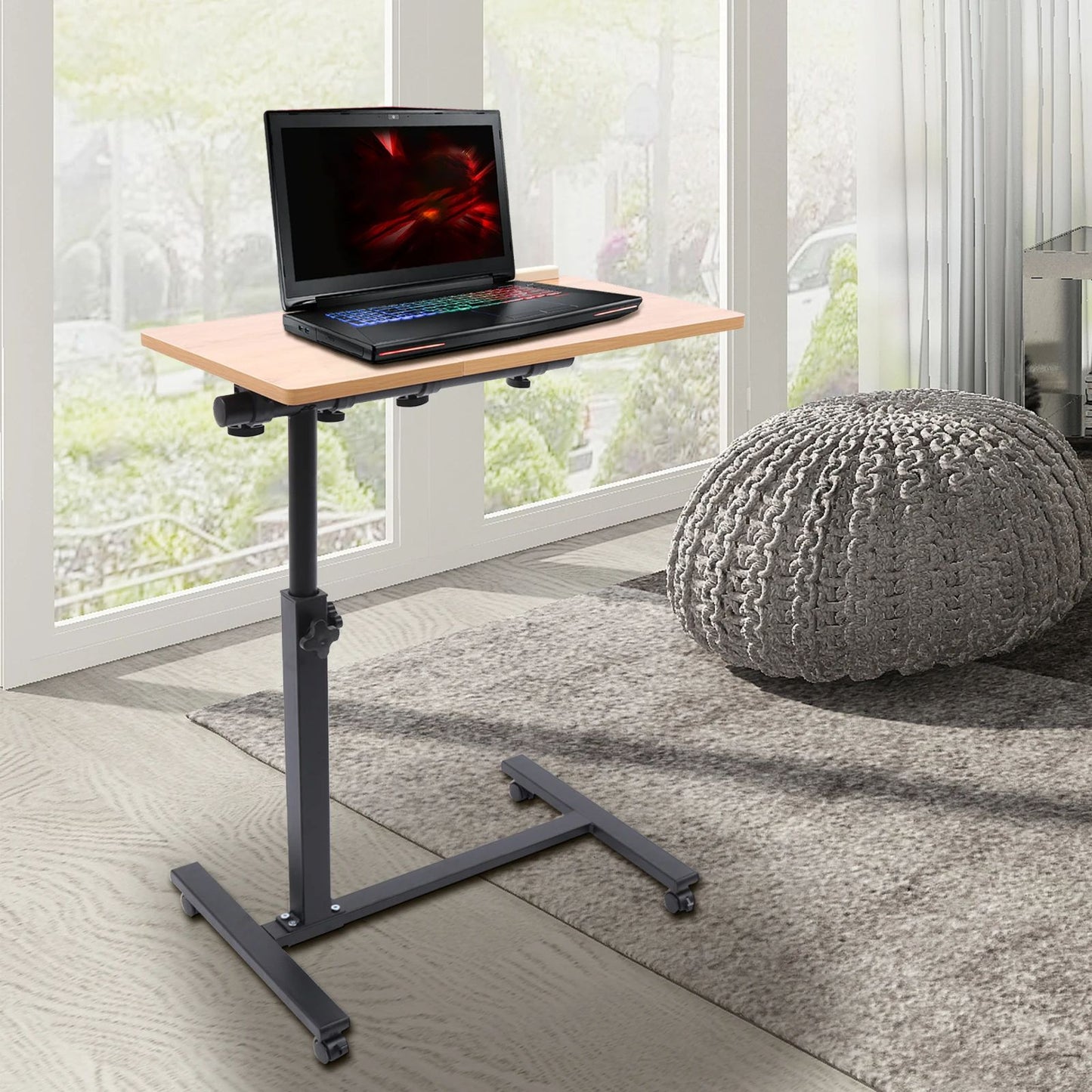 Adjustable Laptop Desk Mobile Stand  Home Office Tray Rolling Study Table Computer Workstation 1