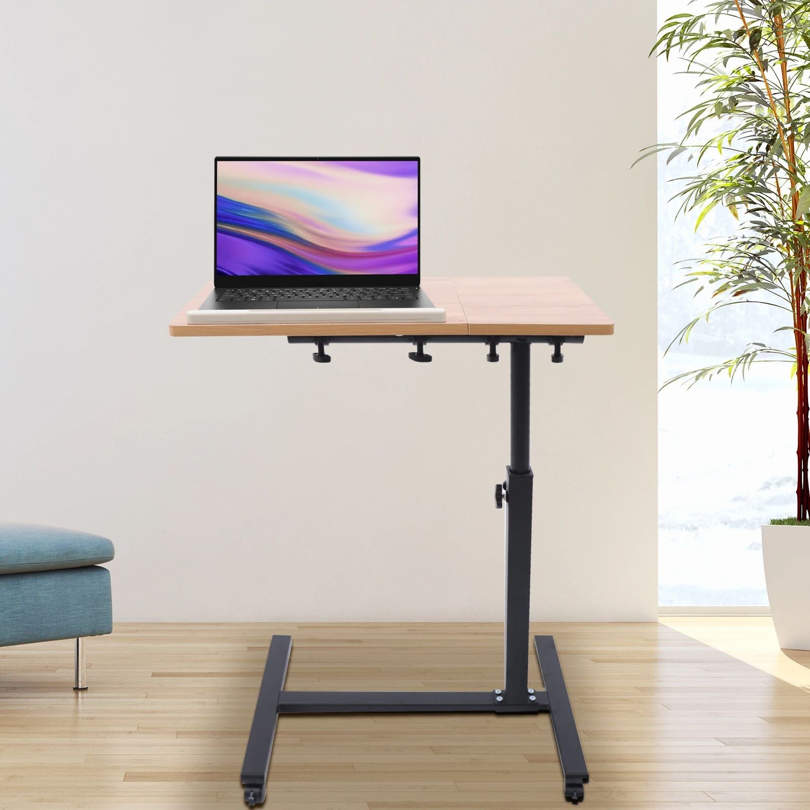 Adjustable Laptop Desk Mobile Stand  Home Office Tray Rolling Study Table Computer Workstation 2