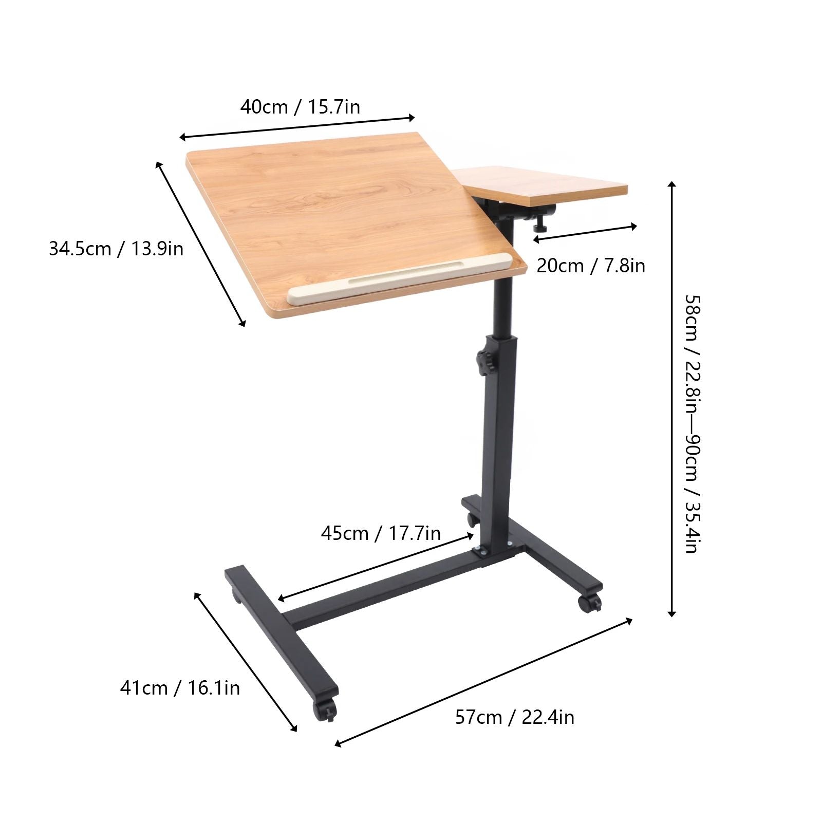 Adjustable Laptop Desk Mobile Stand  Home Office Tray Rolling Study Table Computer Workstation 4