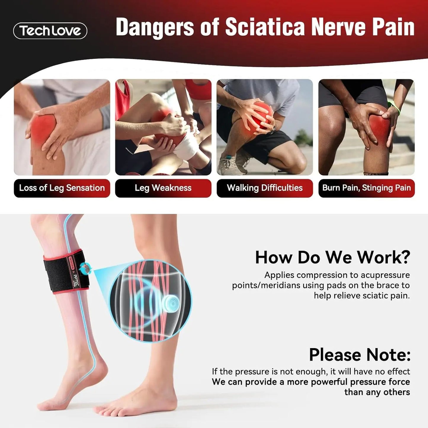 Sciatica Pain Relief Brace Adjustable Knob Pressure Pads For Sciatic Nerve Lower Back  Hip Support 3