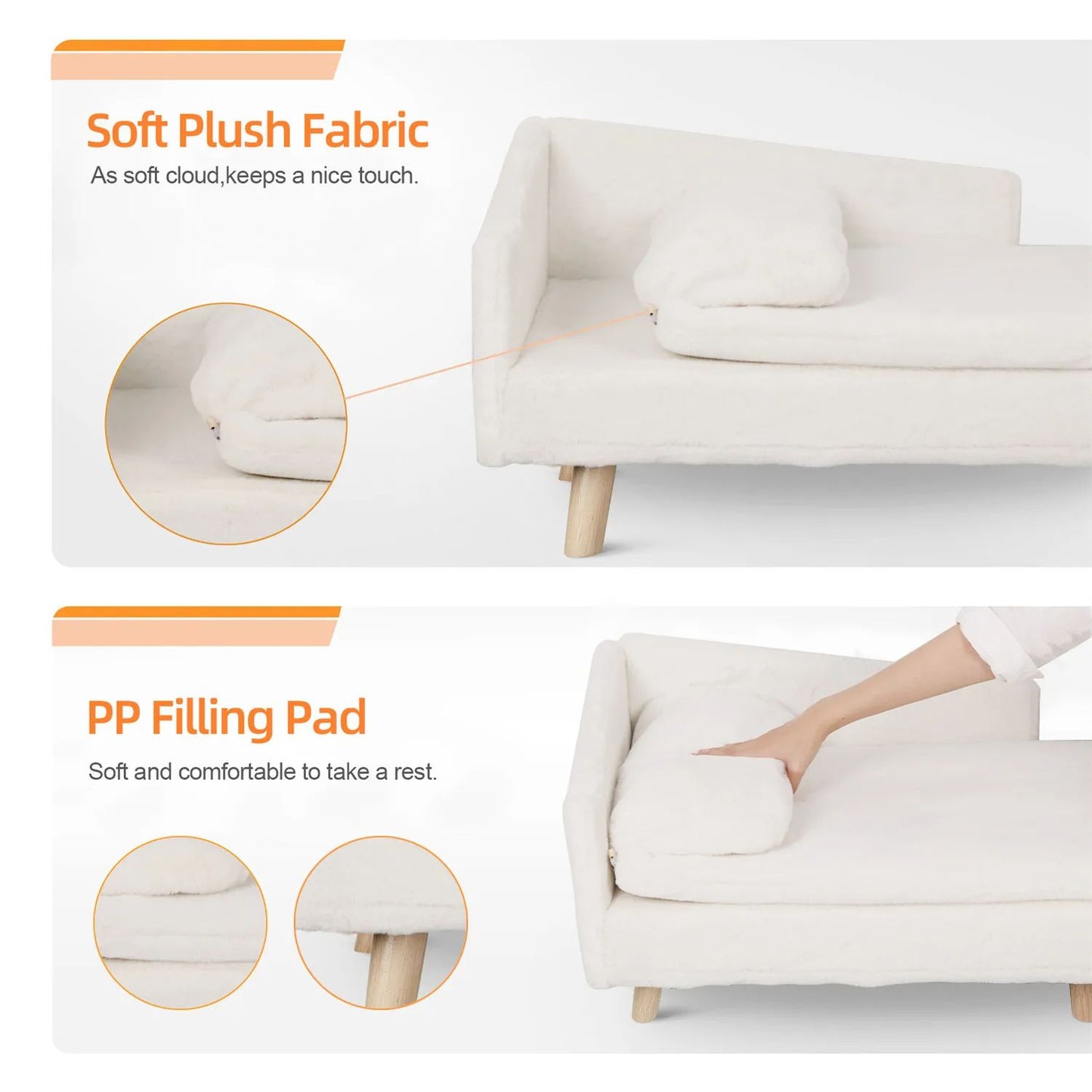 Elevated Pet Bed Sofa Nordic Pet Stool Bed With Cozy Pad Waterproof Pet Sofa Bed With Sturdy Wood L