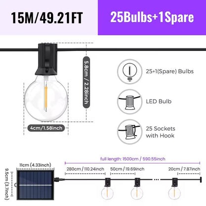 Solar G40 String Lights For Outdoor Patio And Backyard Lighting 6