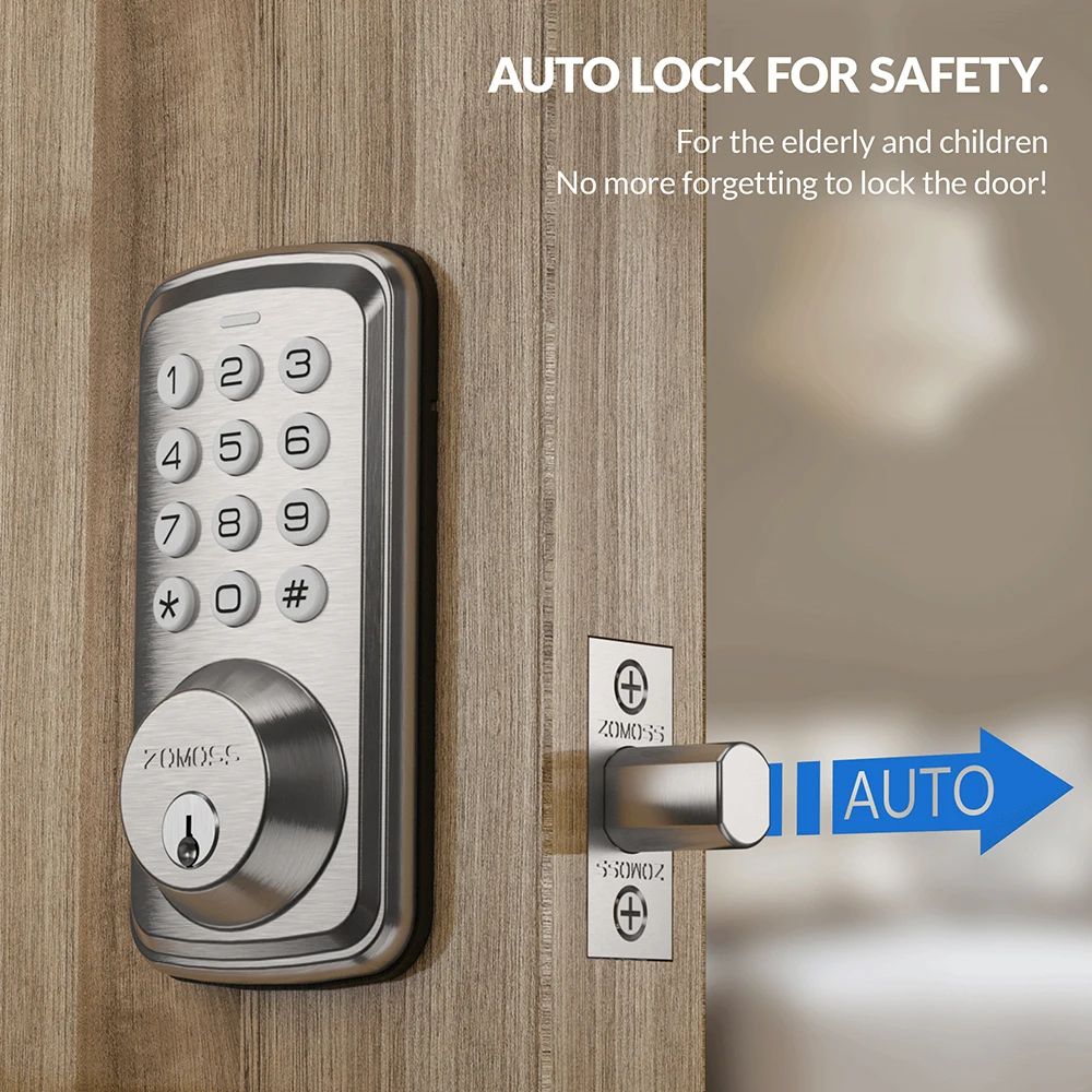ZOMOSS Smart Keypad Door Lock Digital Code Keyless Entry With AntiPeeking Password Auto Lock Easy I