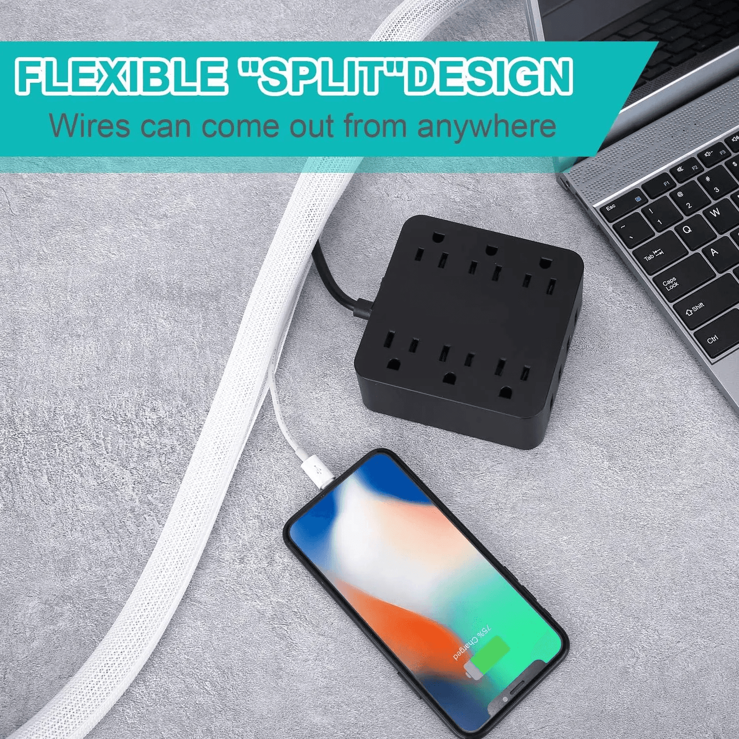 White Cable Organizer Sleeve For Desk PC TV Computer Wire Protector  Cable Wrap Cover 2