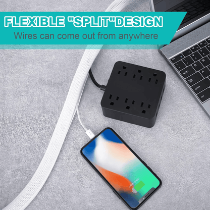White Cable Organizer Sleeve For Desk PC TV Computer Wire Protector  Cable Wrap Cover 2
