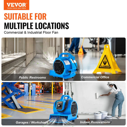 VEVOR Floor Blower Fan 1360 RPM Air Mover For Drying Cooling Portable Dryer Fan For Home GaragePlum 1