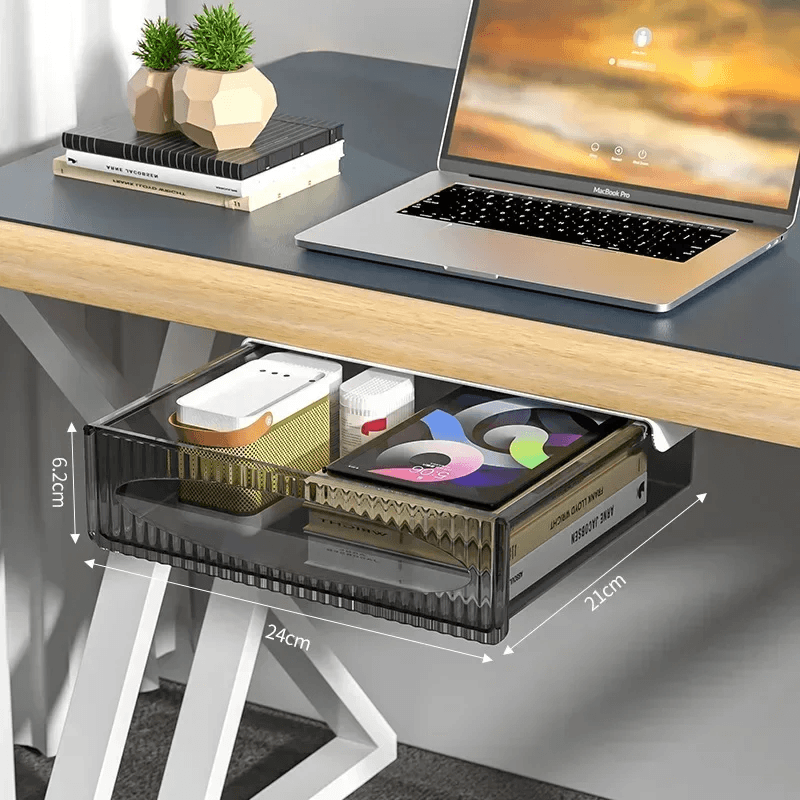 Invisible UnderDesk PullOut Storage Box Large Capacity Hanging Shelf Drawer 6