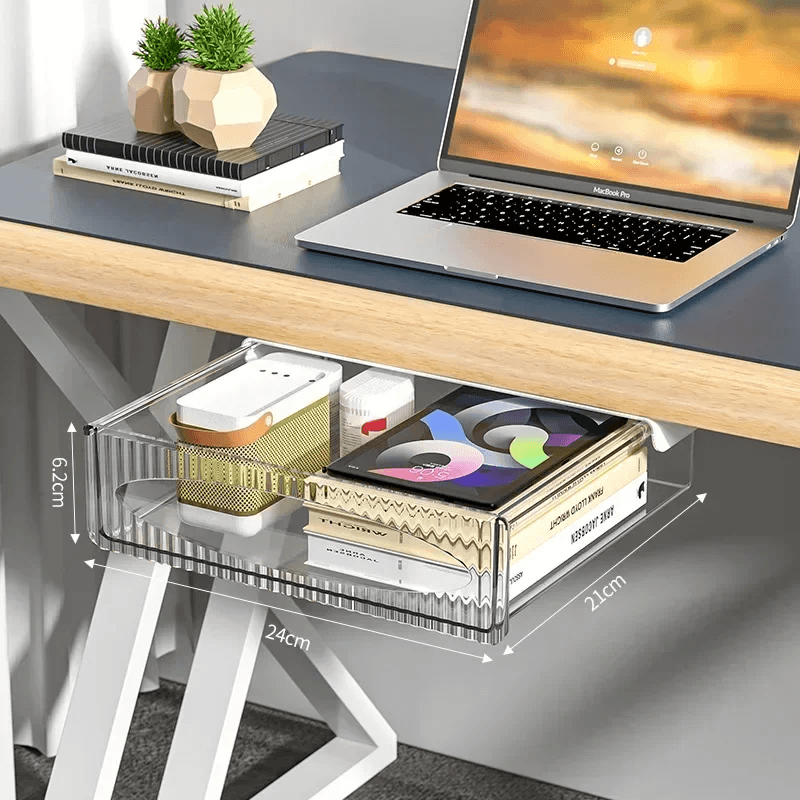 Invisible UnderDesk PullOut Storage Box Large Capacity Hanging Shelf Drawer 8